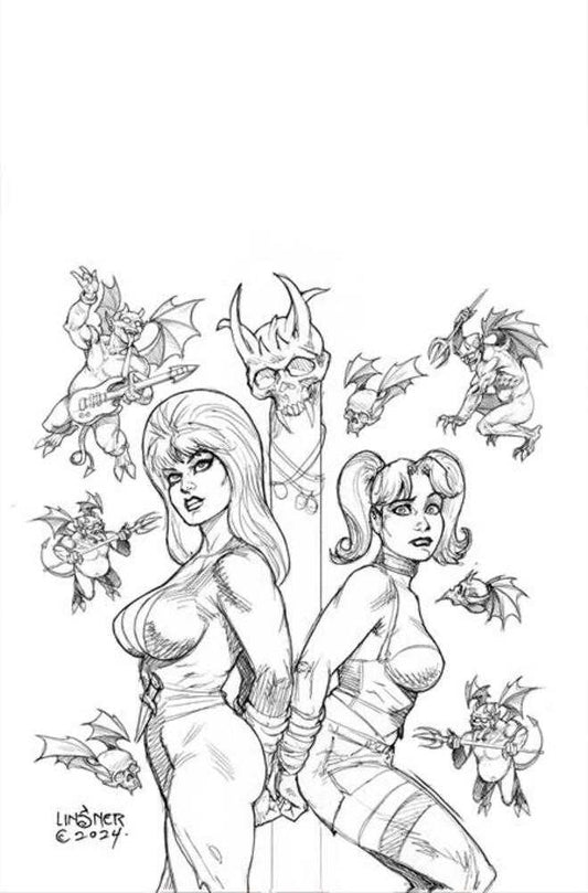 Harley Quinn X Elvira #2 Cover U 1 in 10 Joseph Michael Linsner Line Art Virgin Foc Bonus Variant